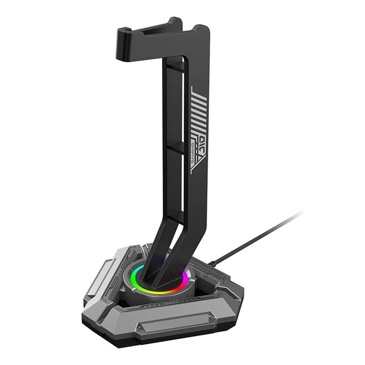 YANYXR Mech Esports RGB fekete fejhallgató tartó 26.7x14.6x13.3cm USB 2 port