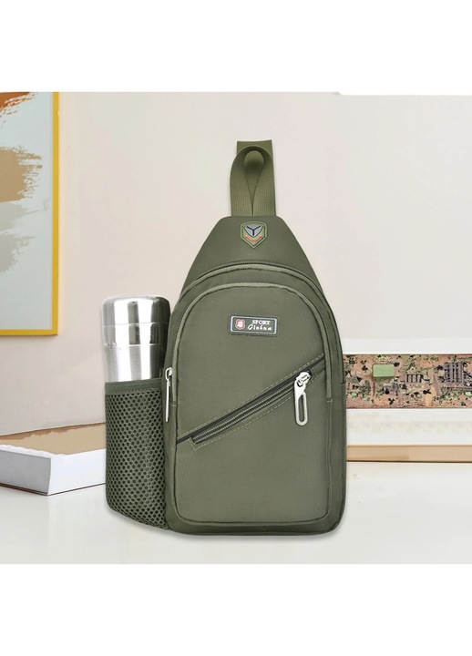 Rucsac mic de umar barbati YANYXR, verde, 28x16x6cm, usor si casual