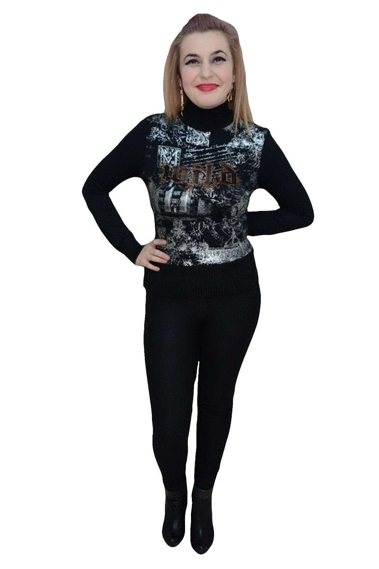 Bluza dama,imprimeu abstract modern,D&J Exclusive, Negru