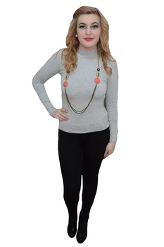 Bluza clasica cu maneca lunga si gat inalt, material usor elastic,D&J Exclusive, Gri deschis Bluza clasica cu maneca lunga si gat inalt, material usor elastic,D&J Exclusive, Gri deschis