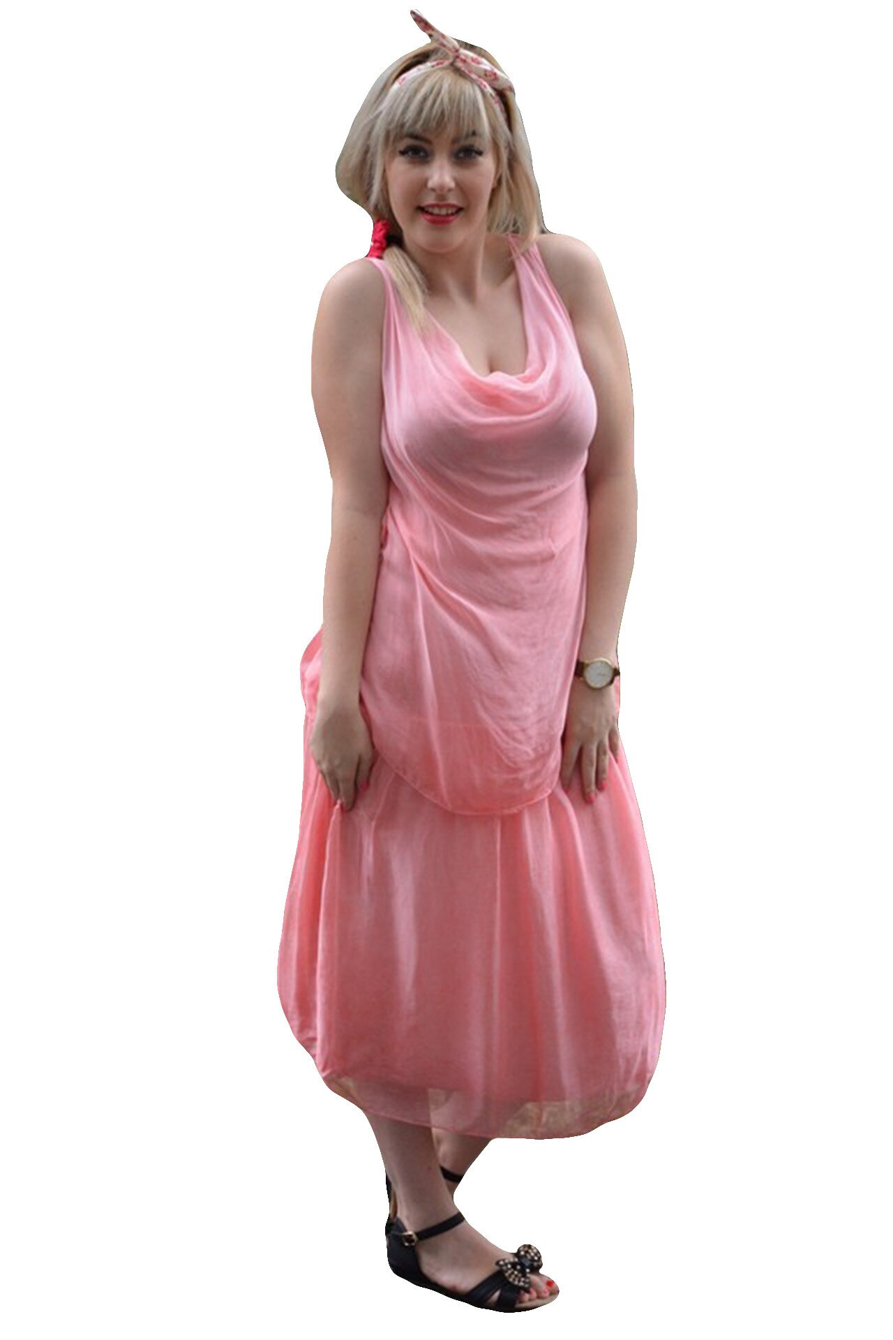 Rochie vaporoasa de vara cu aspect rafinat, din material subtire , D&J Exclusive, Corai