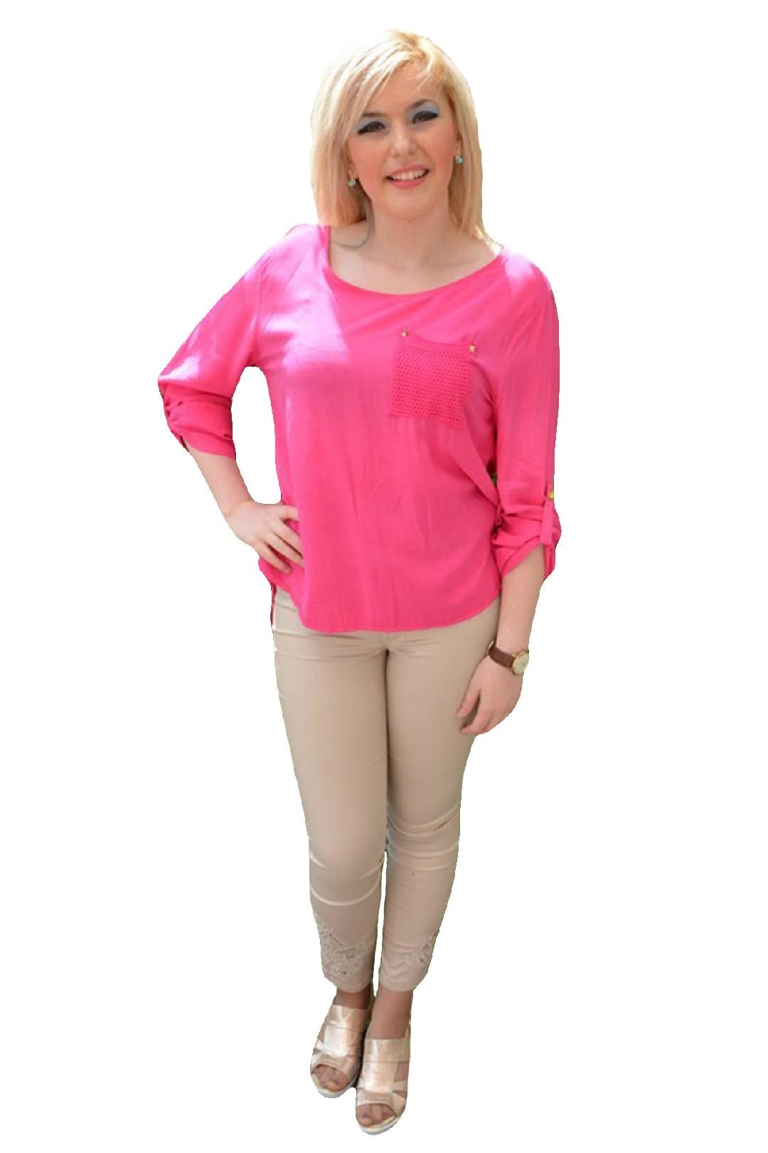 Tricou modern,primavara-vara, croi lejer pe corp,D&J Exclusive, Roz