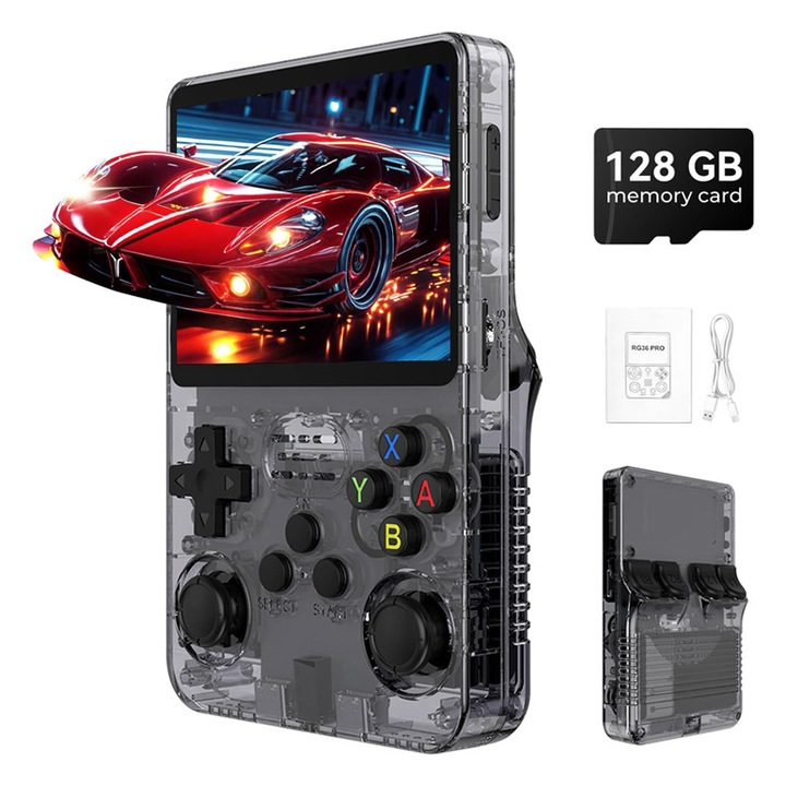 Consola Retro Portabila Omelivon RG36 PRO, 3.5inch IPS, 128GB, Negru, 3500mAh