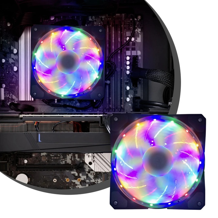 YANYXR PC ventilátor 120mm többszínű 12x12x2.5cm 1200RPM 25dB