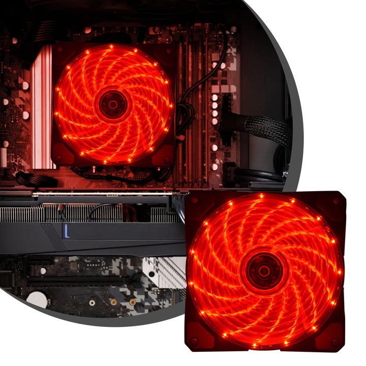 YANYXR PC ventilátor 120mm, 1200 RPM, piros, 12x12x2.5cm