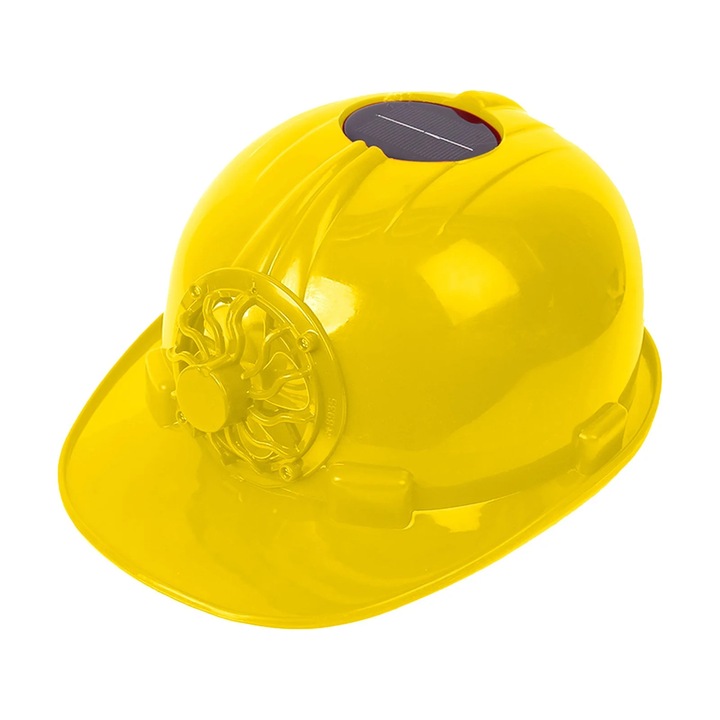 YANYXR védősisak, napelemes ventilátorral, ABS, könnyű, állítható, sárga