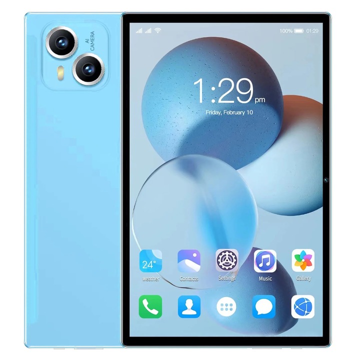 Tableta Android 12 YANYXR 10.1 inch, 2GB RAM, 32GB, albastru, 24.5x16.6x0.9cm