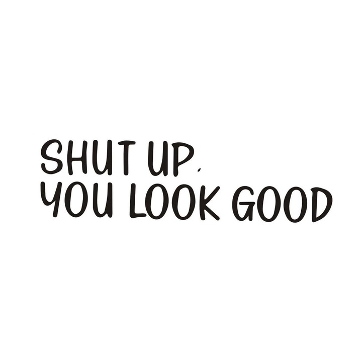 YANYXR Shut Up dekoratív falmatrica, öntapadós, fehér, 30x10cm és 7x22cm