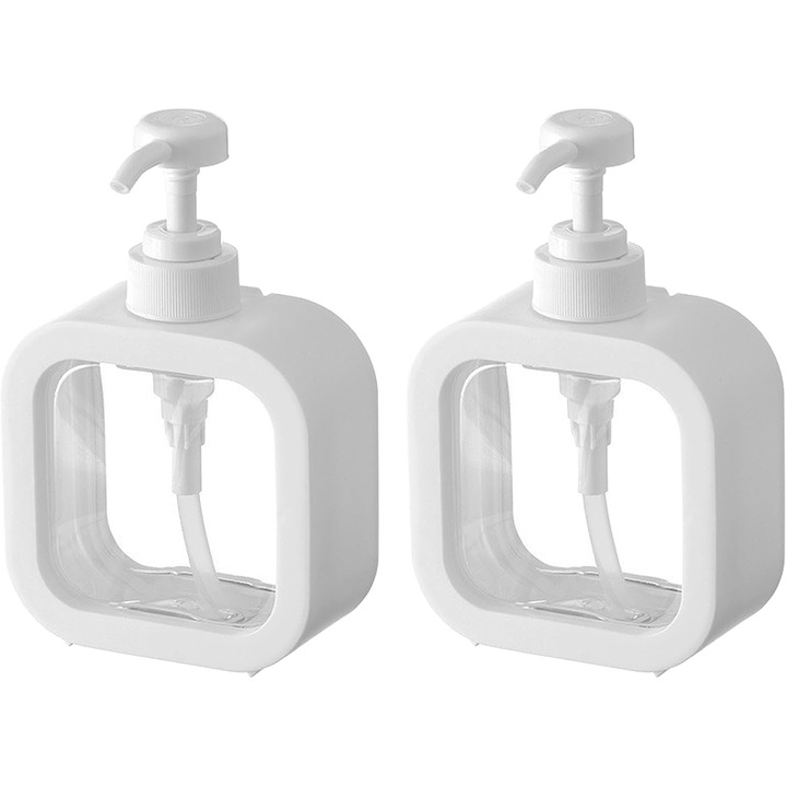 Dozator de sapun, dozator de sapun lichid cu 2 bucati, dozator de sapun de bucatarie, dozator de sampon si gel de dus, pentru bucatarie, dus (300 ml)