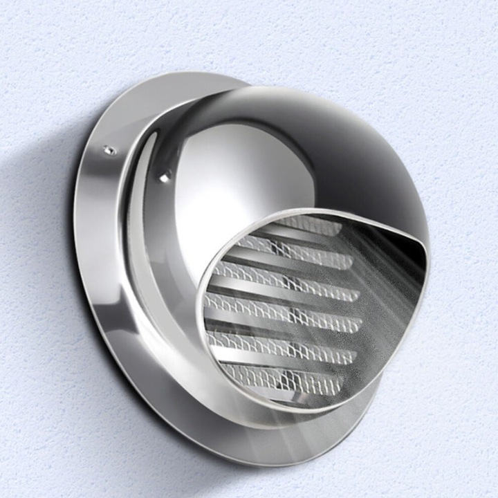 Grila ventilatie rotunda otel inoxidabil 201, protectie ploaie, grilaj, 6cm