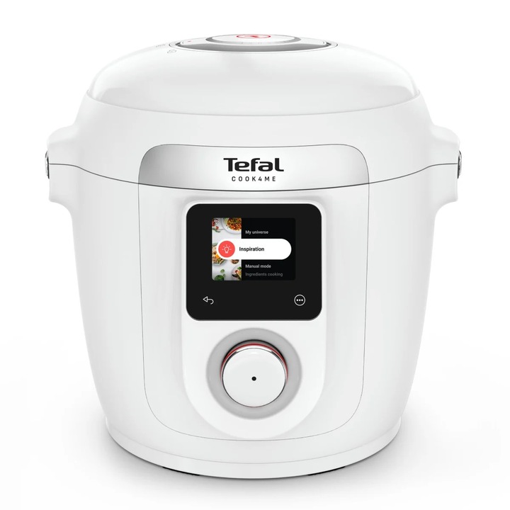 Intelligens, nyomás alatt főző multifunkciós sütő Tefal Cook4Me Wi-Fi 10 in 1 CY9621F2, 10 főzési program, 6 L-es tapadásmentes kerámia edény, Wi-Fi, kijelző