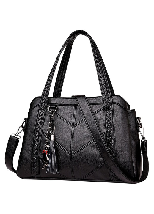 Geanta tote YANYXR piele moale capacitate mare negru 30x12x20cm