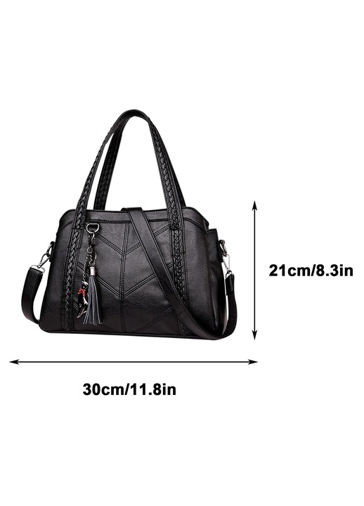 Geanta tote YANYXR piele moale capacitate mare negru 30x12x20cm