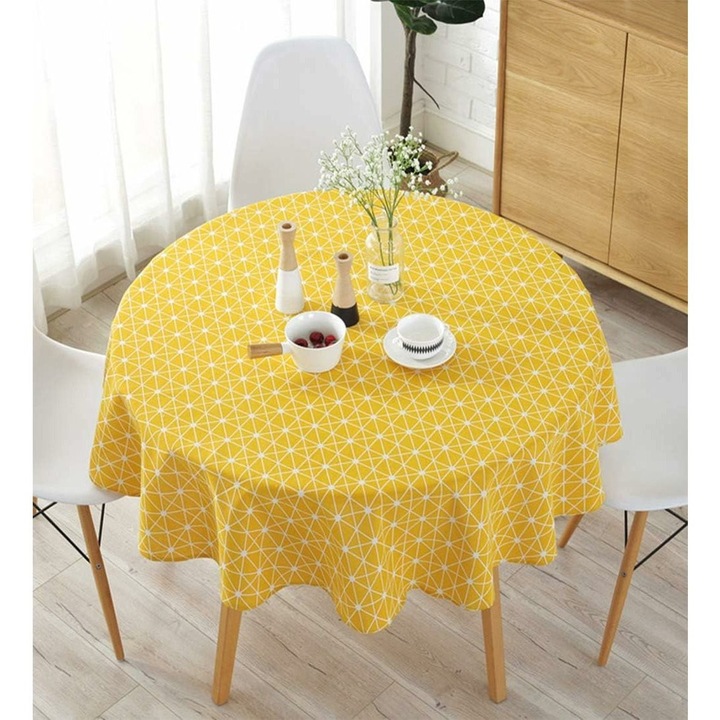 Kerek pamut asztalterítő sárga színben 150x150cm