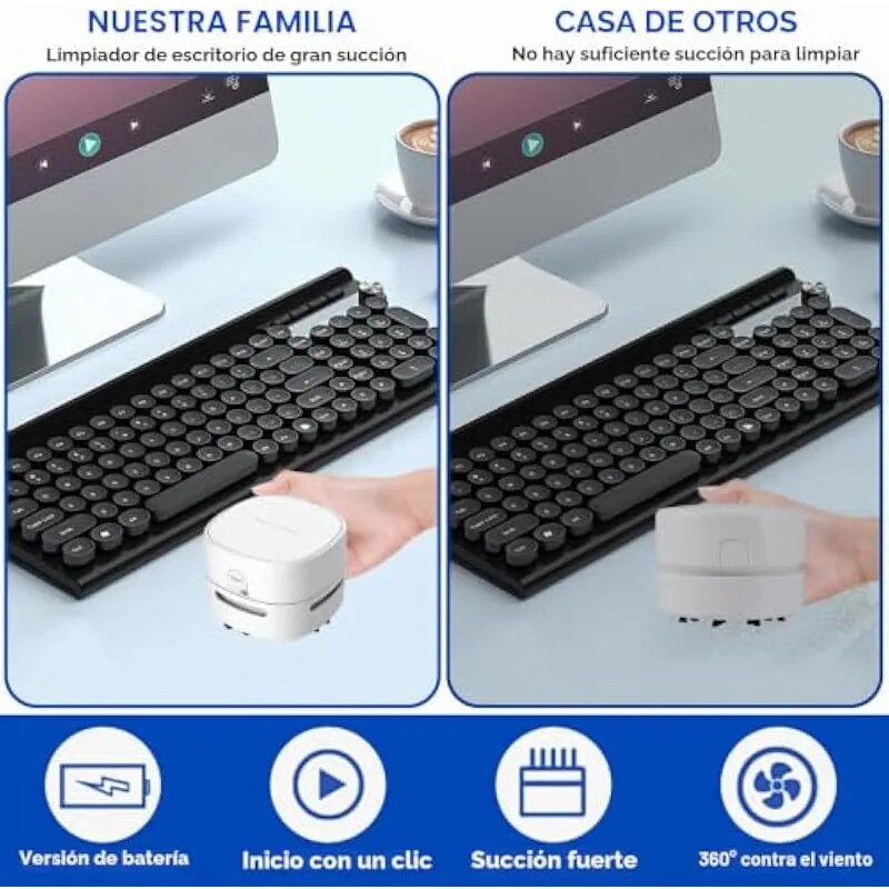 Aspirator de masa portabil, fara fir, putere 500Pa, mic, negru