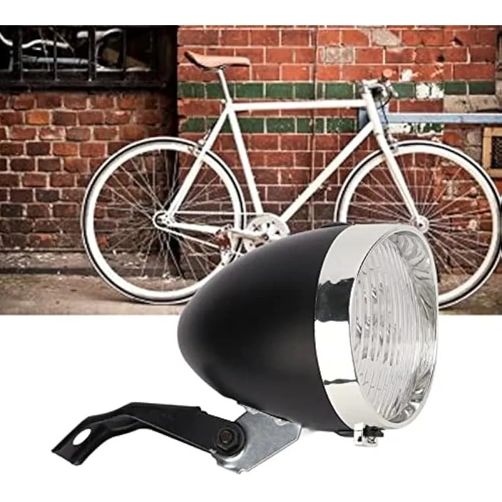 Far bicicleta retro 3 LED, rezistent apa, negru, universal
