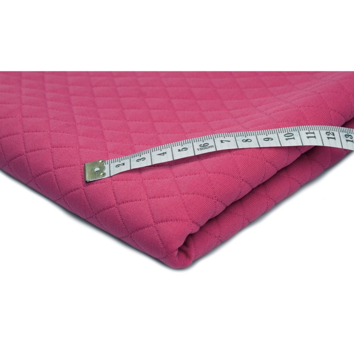 Tesatura matlasata, model mare in carouri Fucsia, 100% Poliester, Dimensiuni 50cm x 150cm