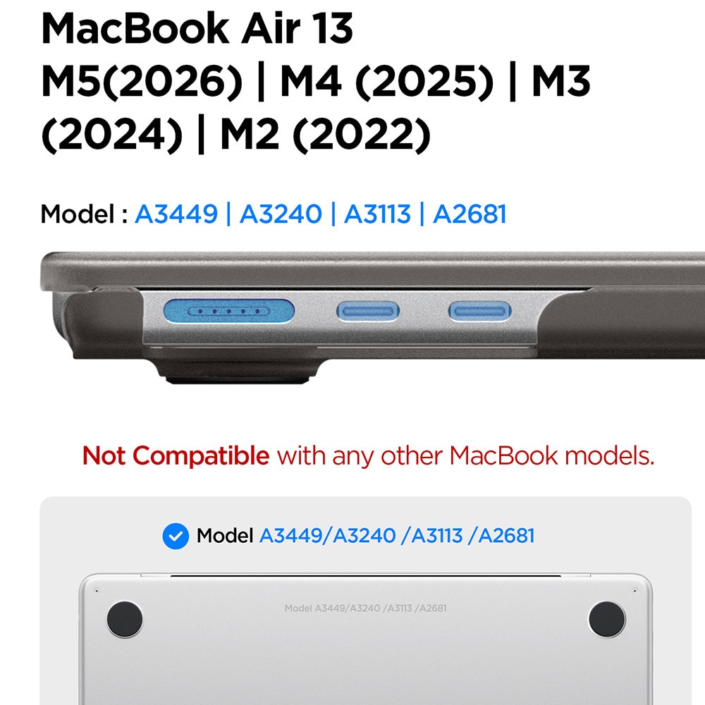 Husa pentru MacBook Air 13" (2022 / 2024 / 2025 / 2026) - Spigen Airskin (ACS11531) - Frost Black