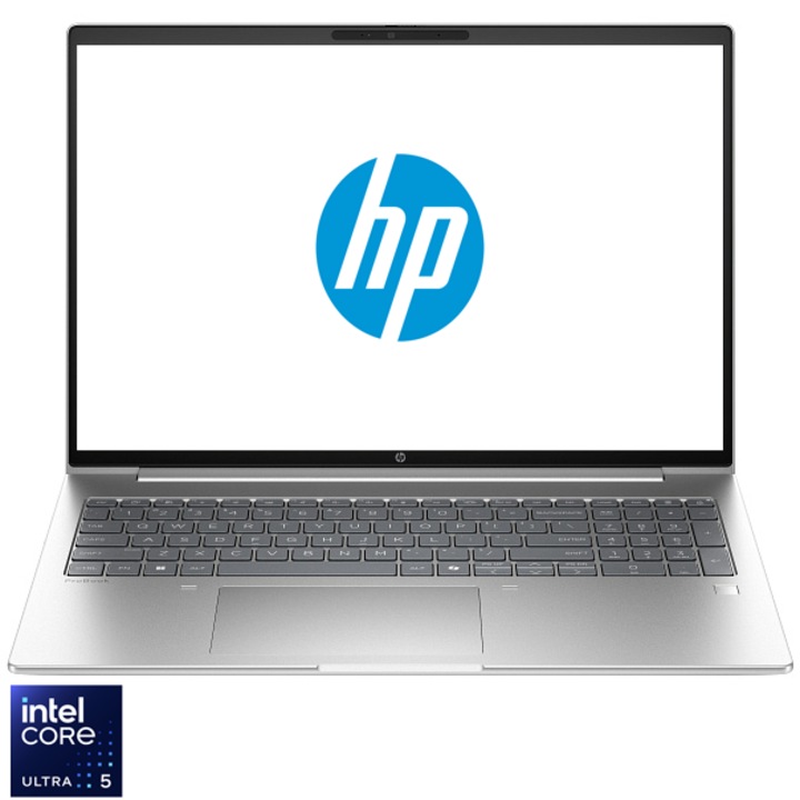 Laptop HP ProBook 4 G1i 16 cu procesor Intel® Core™ Ultra 5 225U pana la 4.80 GHz, 16'' WUXGA IPS, 16GB RAM, 512GB SSD, Intel Graphics, Free DOS, Silver