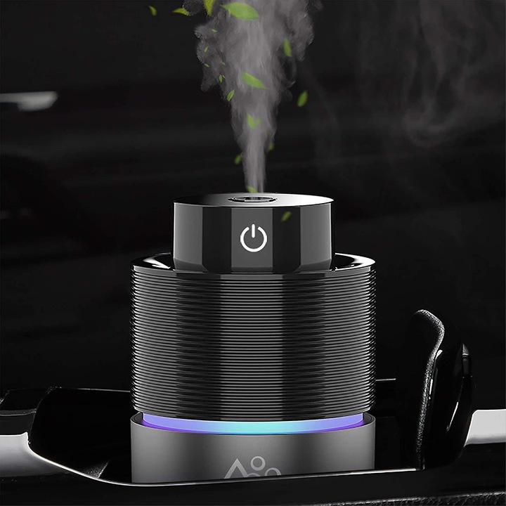 Umidificator auto, difuzor aromaterapie, 200ml, USB, alb
