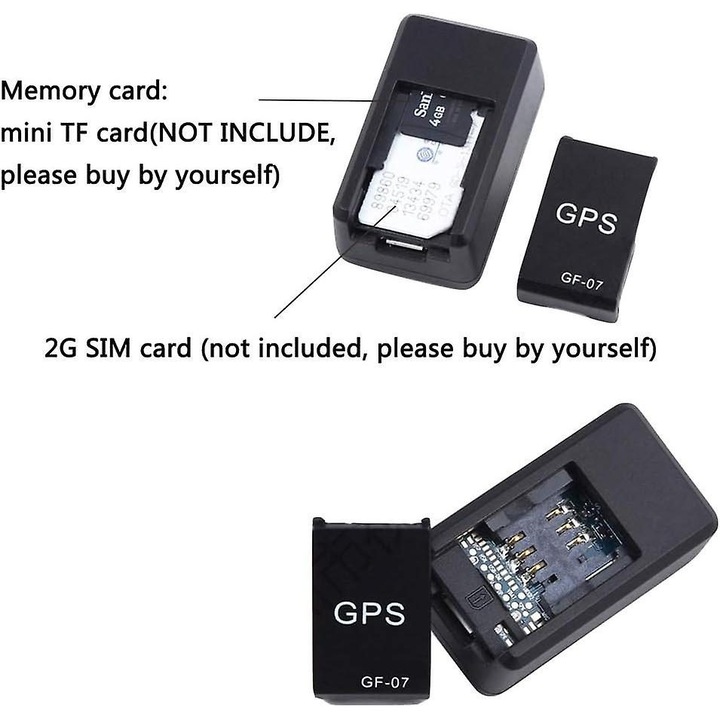 Мини GPS тракер, преносим, в реално време, дълъг режим на готовност, черен, 7x3x1.5см