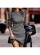 Rochie pulover bodycon gri tricotat maneca lunga