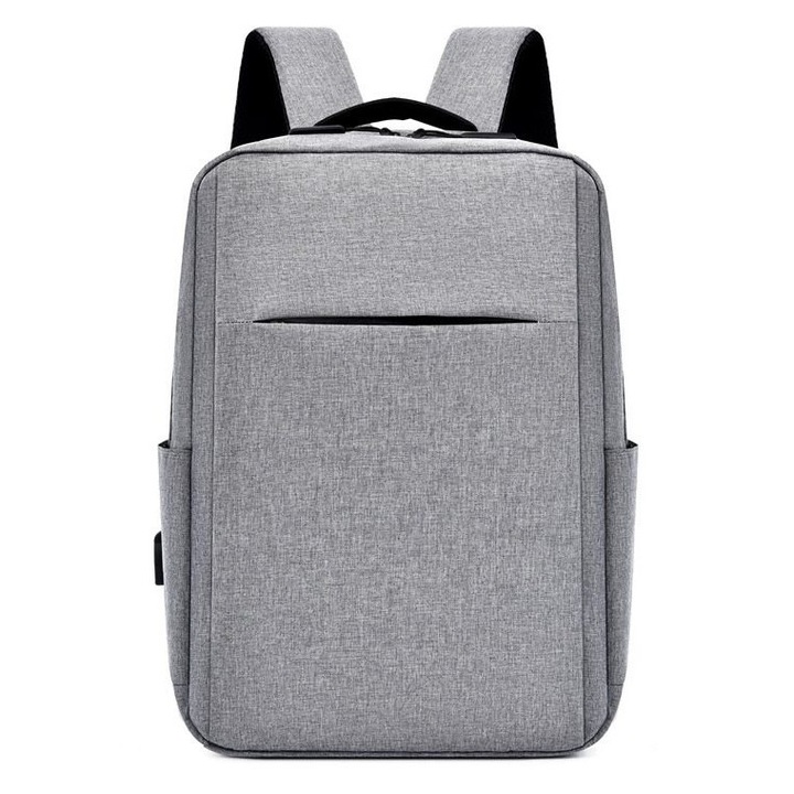 Rucsac laptop, capacitate mare, USB extern, gri, 30x45x15cm