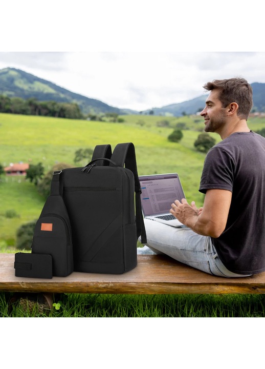 YANYXR multifunkcionális fekete üzleti hátizsák szett 15.6inch