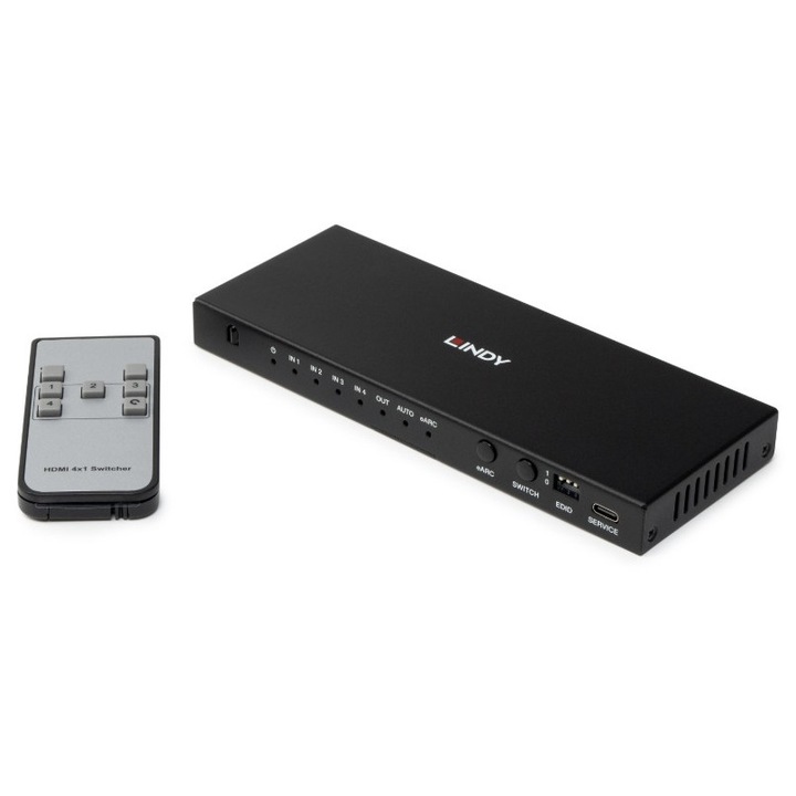HDMI 8K60 kapcsoló 4 porttal és eARC-vel, Lindy 38386
