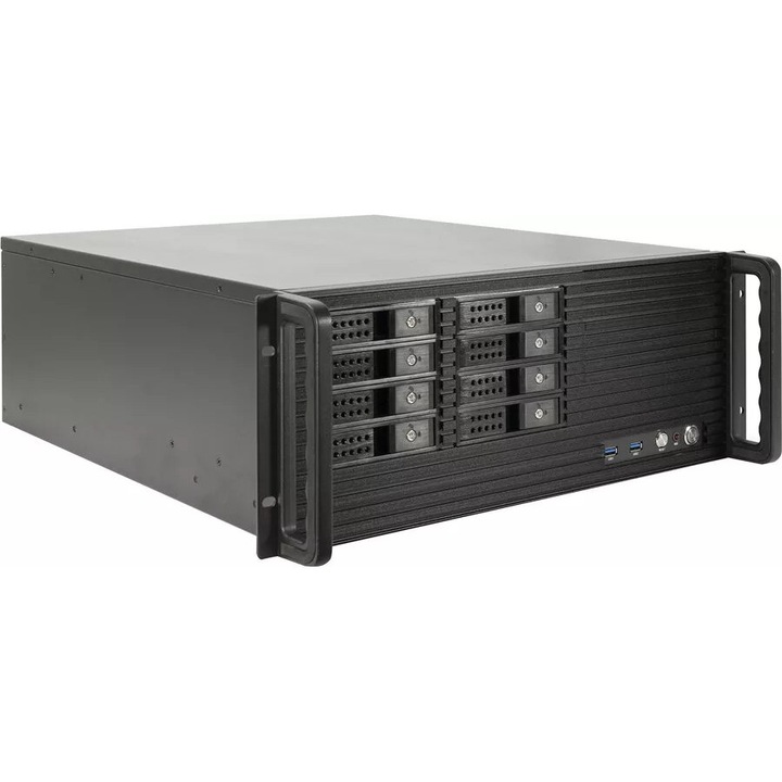 Кутия Inter-Tech Rackmount 4U IPC Поддържа ATX/PS/2 4U-4508 Черна
