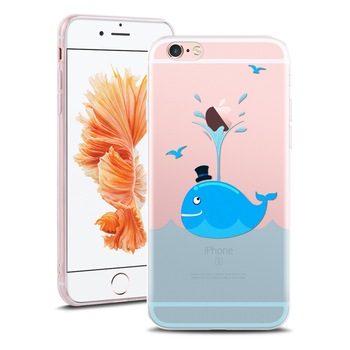 Husa Transparenta din Silicon pentru Apple iPhone 6 Plus/ 6S Plus colectia Primavara, Whale Husa Transparenta din Silicon pentru Apple iPhone 6 Plus/ 6S Plus colectia Primavara, Whale
