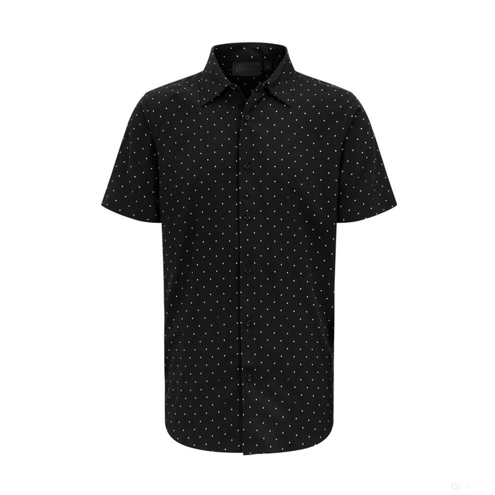 Cămașă cu buline negre, Stichd, cu sigla Mercedes, eleganță, confort, mărime L