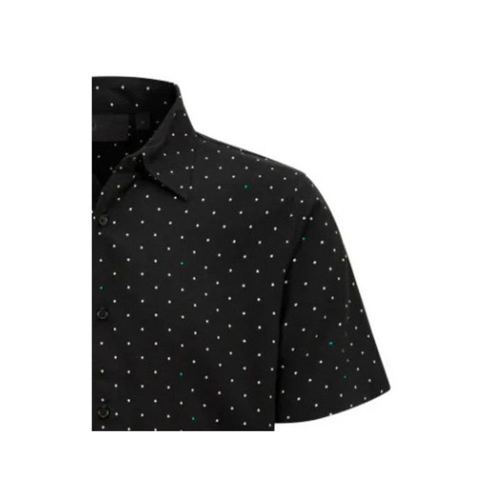 Cămașă cu buline negre, Stichd, cu sigla Mercedes, eleganță, confort, mărime L