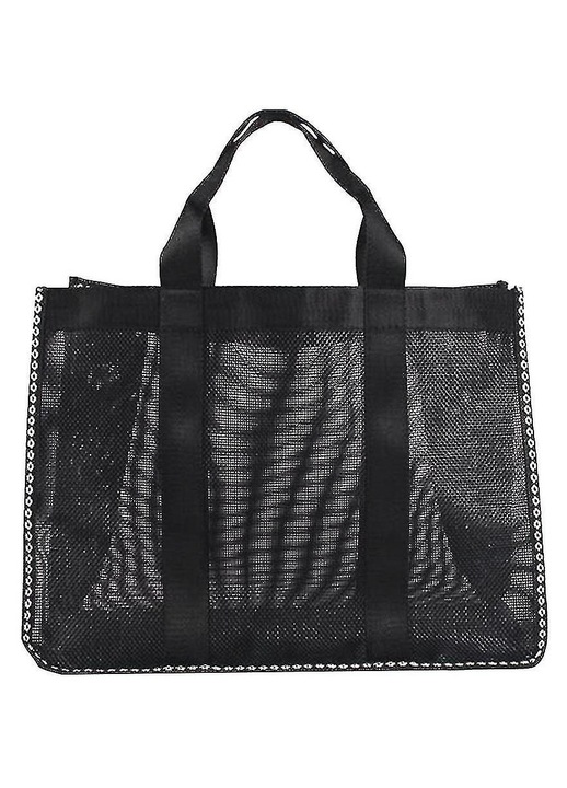 Geanta plaja mesh negru 37x17x28cm
