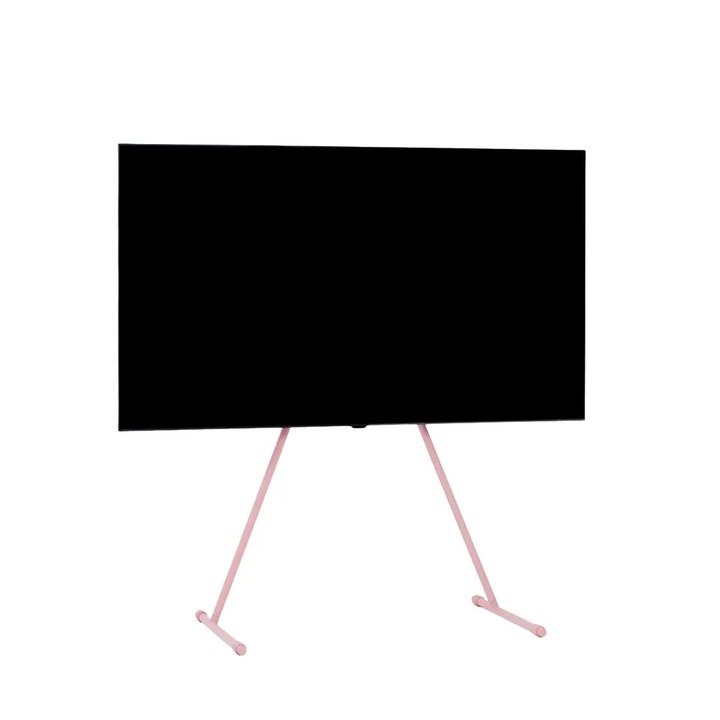 Univerzális TV állvány, Pedestal típus, Viva, 32"-70" (81-177 cm) képátlóhoz, maximális terhelhetőség 50 kg, csúszásmentes lábak, könnyen összeszerelhető, szatén rozsdamentes acél, skandináv design, rózsaszín