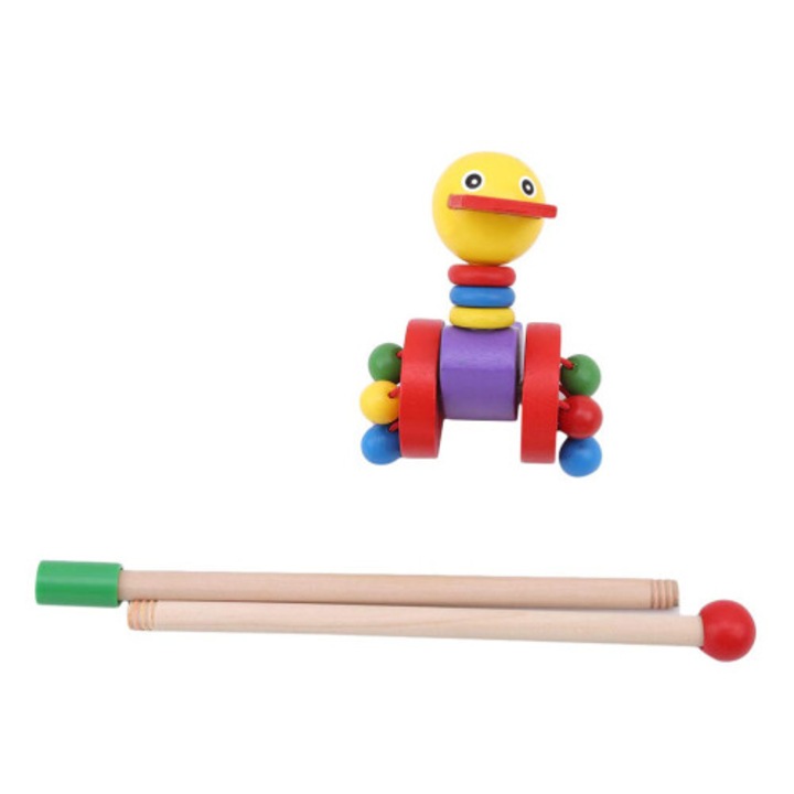 Premergator lemn cu animal jucaus miscare naturala multicolor