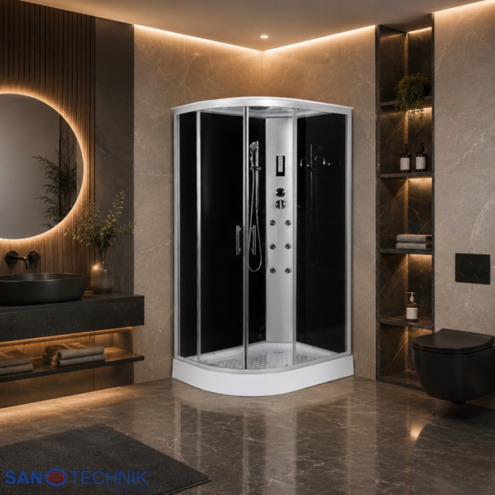 INTENSE BLACK - Cabina de dus completa, 120x80x210cm, colt dreapta - TM121