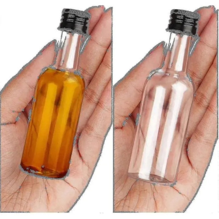 Set 24 sticle mini 50ml plastic capac negru 10.5xo12mm