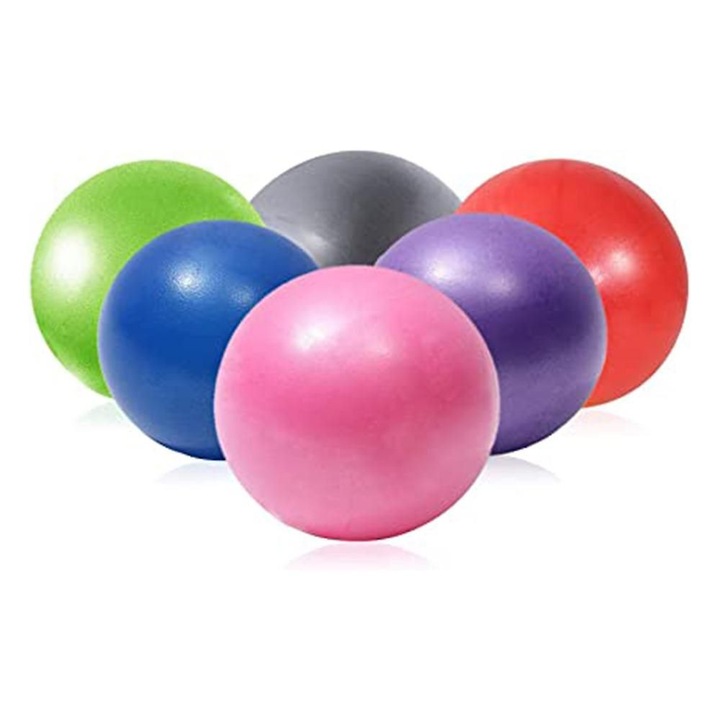 Set 6 mingi mini yoga Pilates, PVC flexibil, multicolor, dimensiuni variate