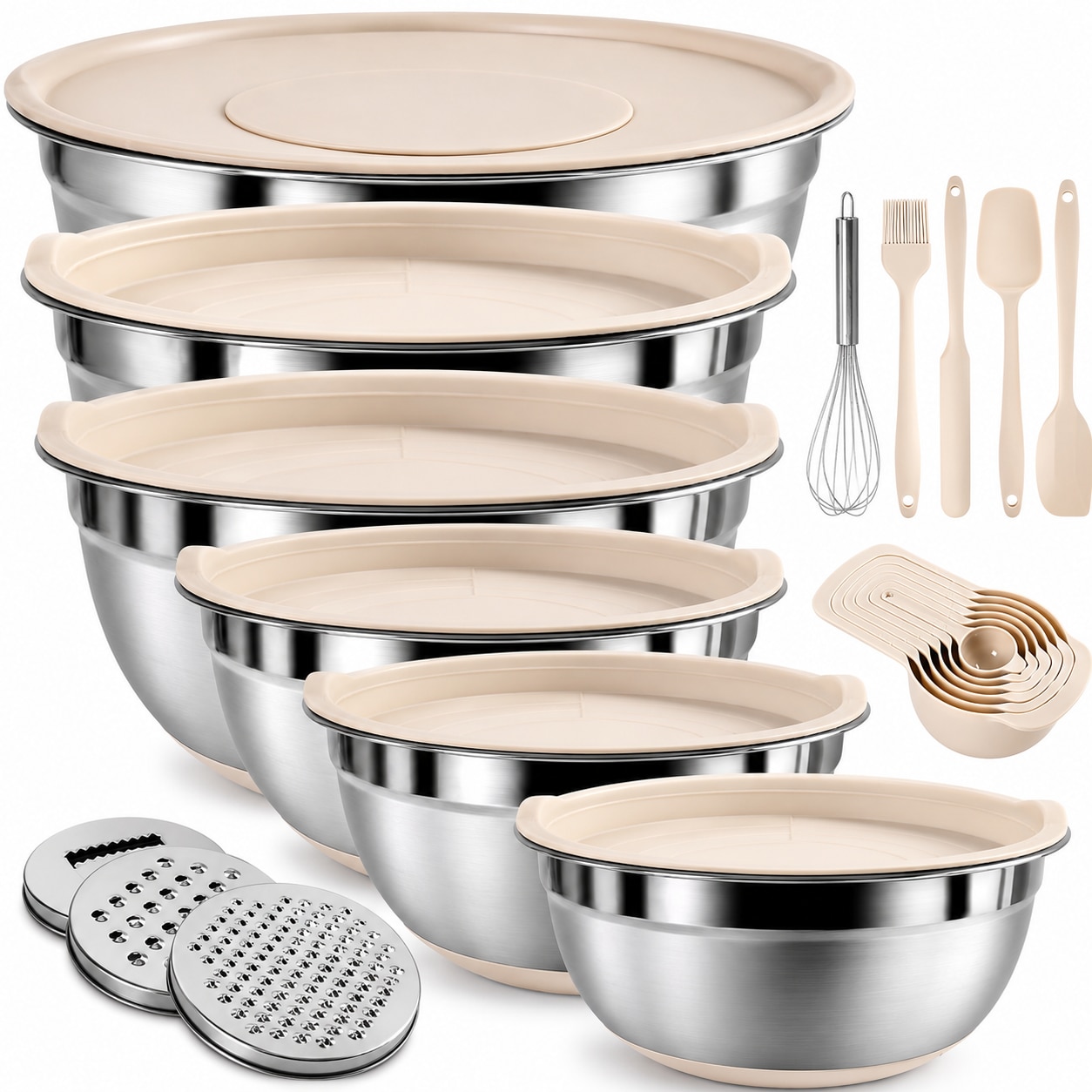 Simply Joy Set de 6 boluri de inox Mese festive, 5 litri, cu capac