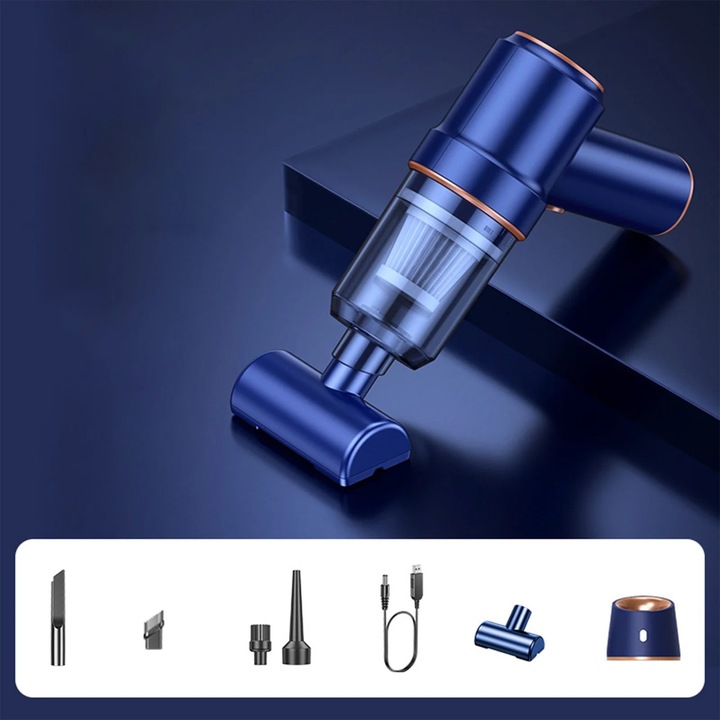 Aspirator portabil YANYXR multifunctional 120W albastru 18x15.8x6.6cm