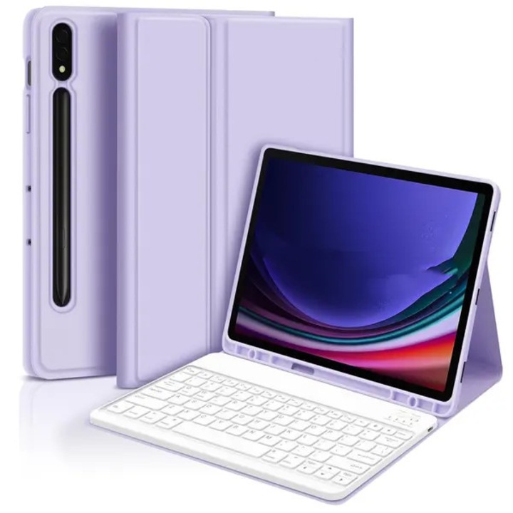 Husa cu tastatura Bluetooth compatibila cu Samsung Galaxy Tab S10 FE Plus 13.1 (2025) CN-k0504-260821-124, lila, TPU siliconic, tastatura detasabila, suport pentru stylus, baterie 280 mAh (~40 h autonomie)
