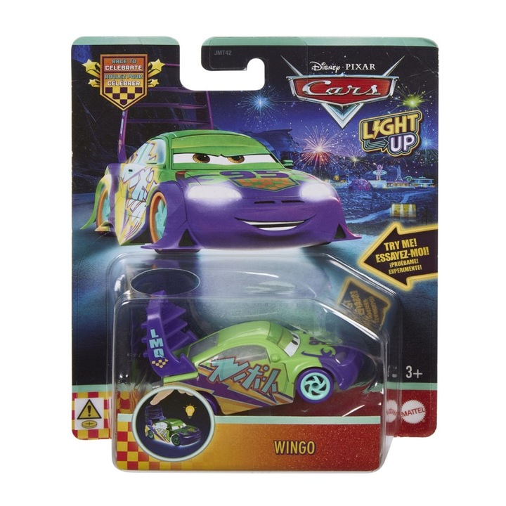 Wingo világító kisautó, Mattel, 1:55 méretarány, gyerekeknek, 3 év+