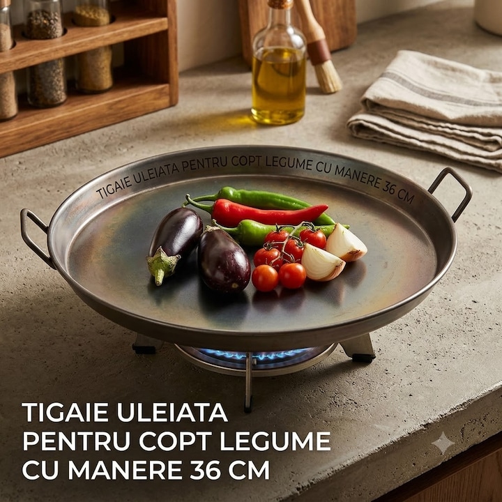 Tigaie Uleiata pentru Copt Legume cu Manere 36 cm