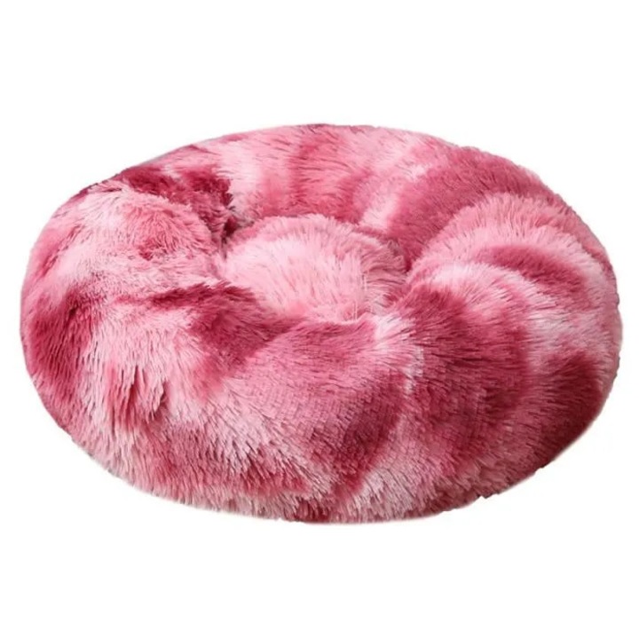 Culcus rotund moale 40cm roz pentru pisici si caini mici
