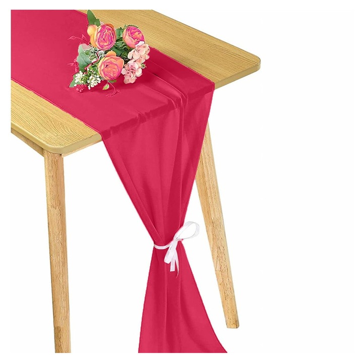 Asztalterítő 28x120cm fehér sifon fátyol