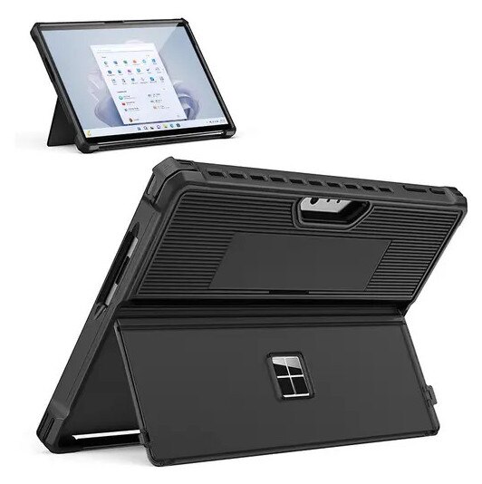 Husa de protectie pentru Microsoft Surface Pro 9/10/11 VITERRA.4-25CDCJ-K0232-260829-349, TPU+PC, cu stand reglabil si suport pentru Surface Pen, negru, 29.8 x 22.2 x 2.02 cm