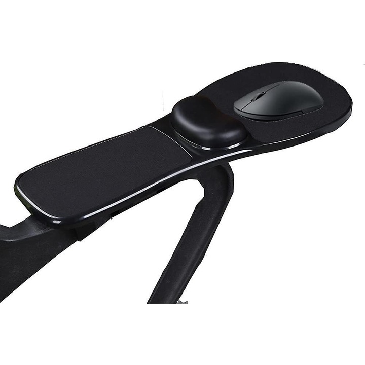 Suport ergonomic pentru brat scaun, extensie mouse, spuma memorie, negru, 29x15cm