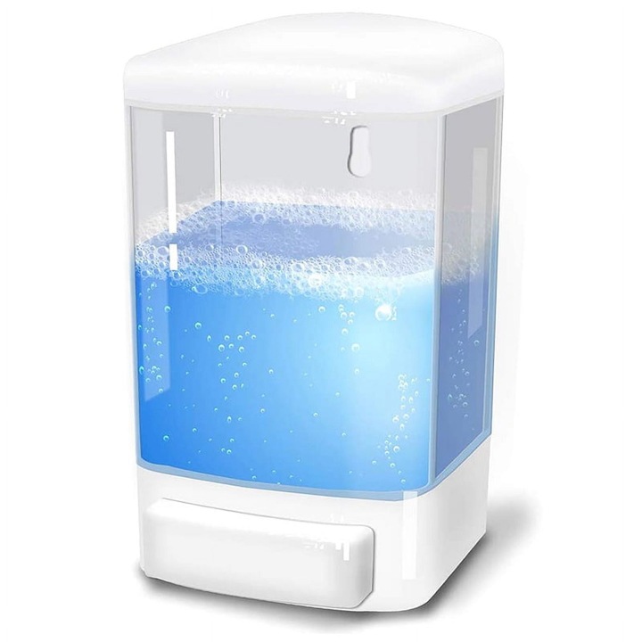 Dispenser sapun manual perete 1000ml alb 20x11.5cm