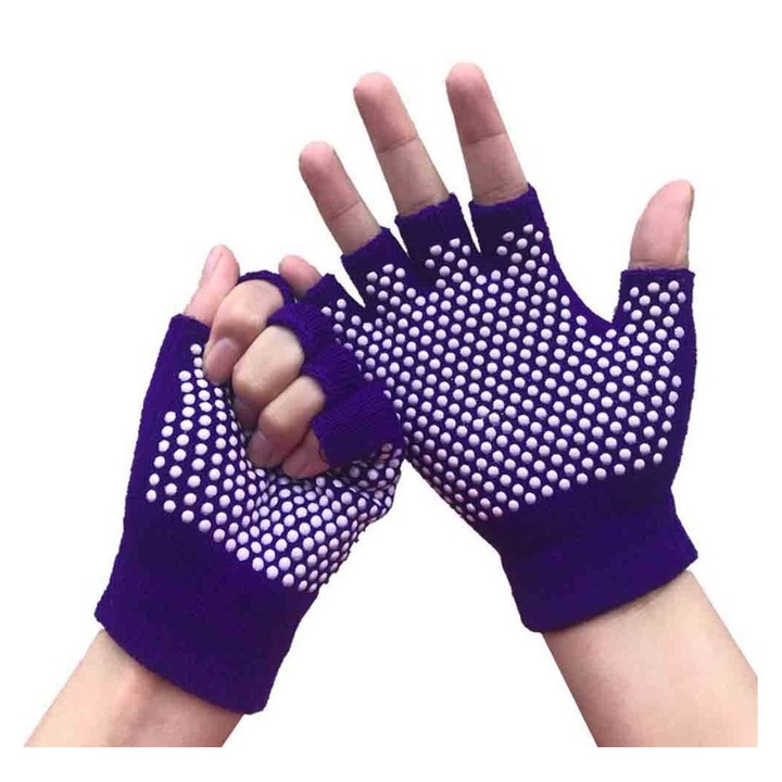 Manusi sport fara degete, antiderapante, cu puncte din silicon, marime universala